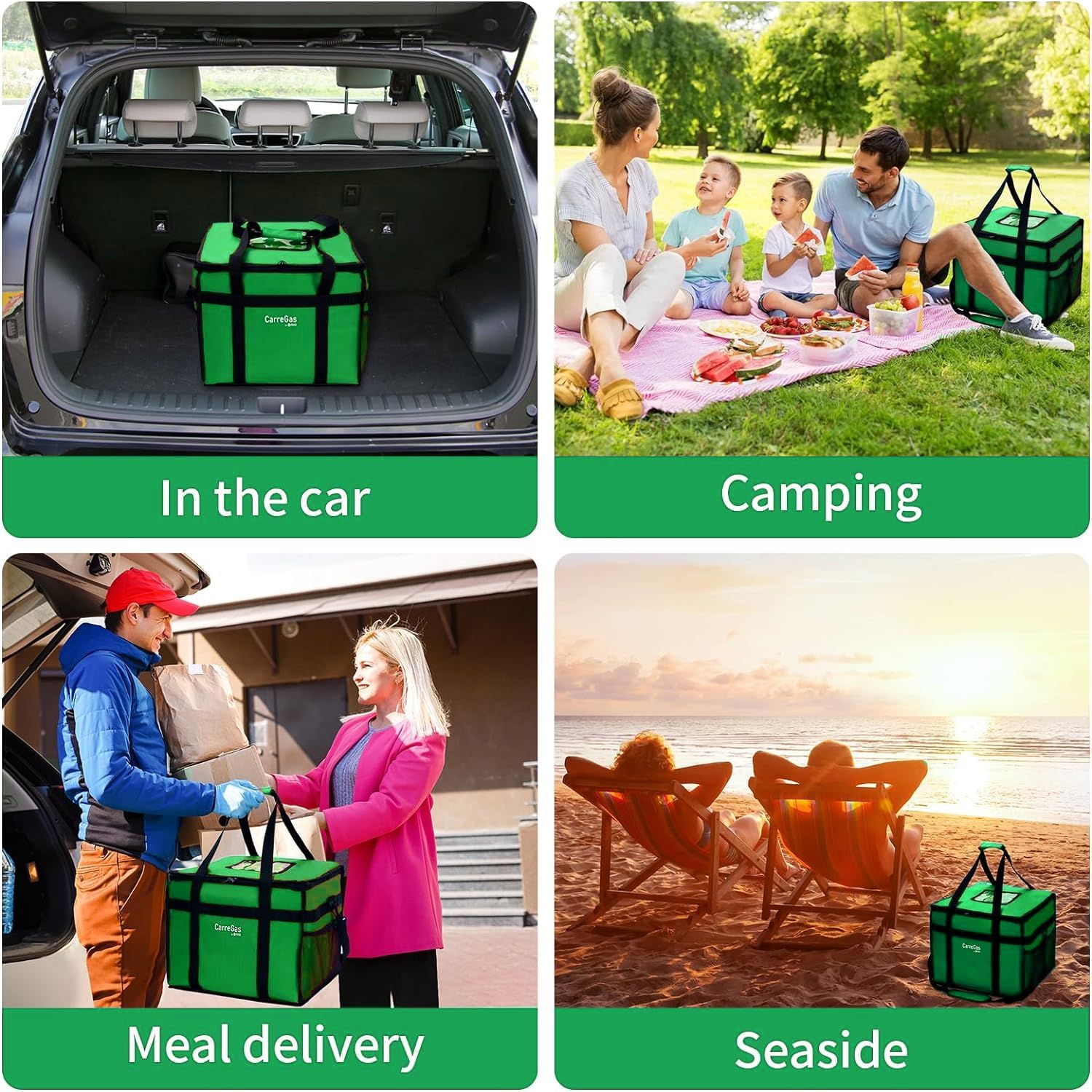 Backpack Premium Food Delivery Bag, Thermal Insulated Cooler Bag Large Capacity Suitable for Cold and Hot Food with Dividers, Takeaway Home Delivery, Suitable for Bike 40x40x43cm 68L