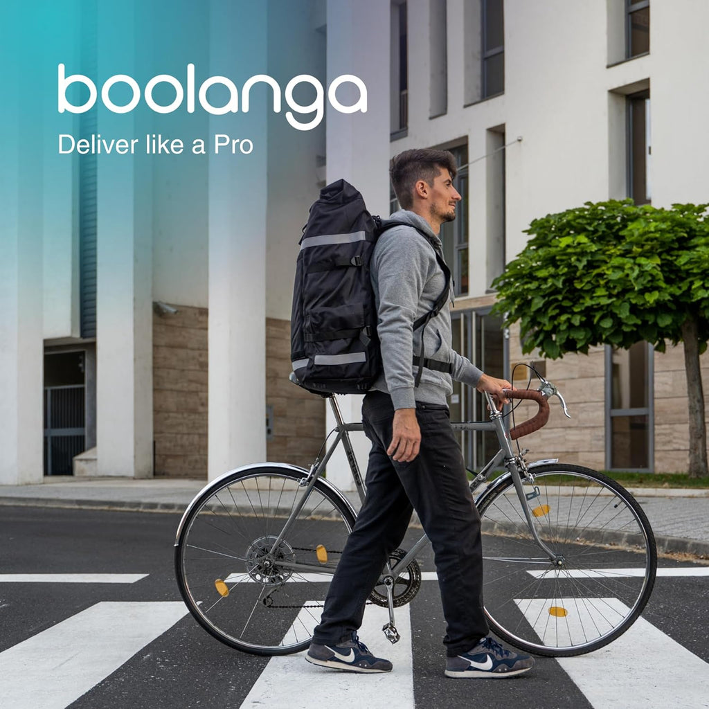 Roll-top, 54 L • Insulated Delivery Bag with Large Thermal Main Compartment • 100% Water-Repellent • Fully Foldable • Reflective Stripes • Designed for Professional Couriers