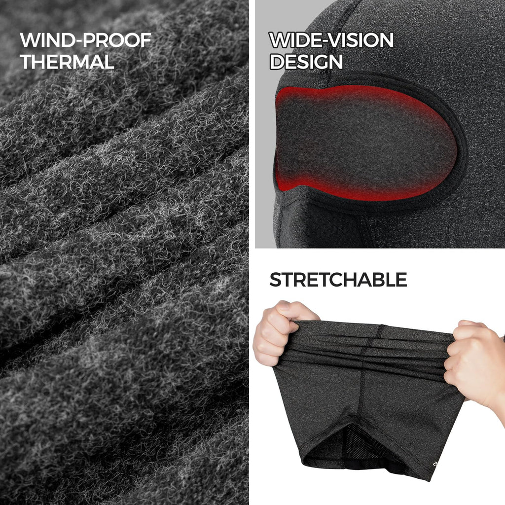 ROCKBROS Windproof Balaclava Breathable Face Cover Winter Thermal Fleece Neck Warmer Headcover Outdoor Sports Cycling Skiing Hats Fit Helmet Elastic Headwear 54-62CM