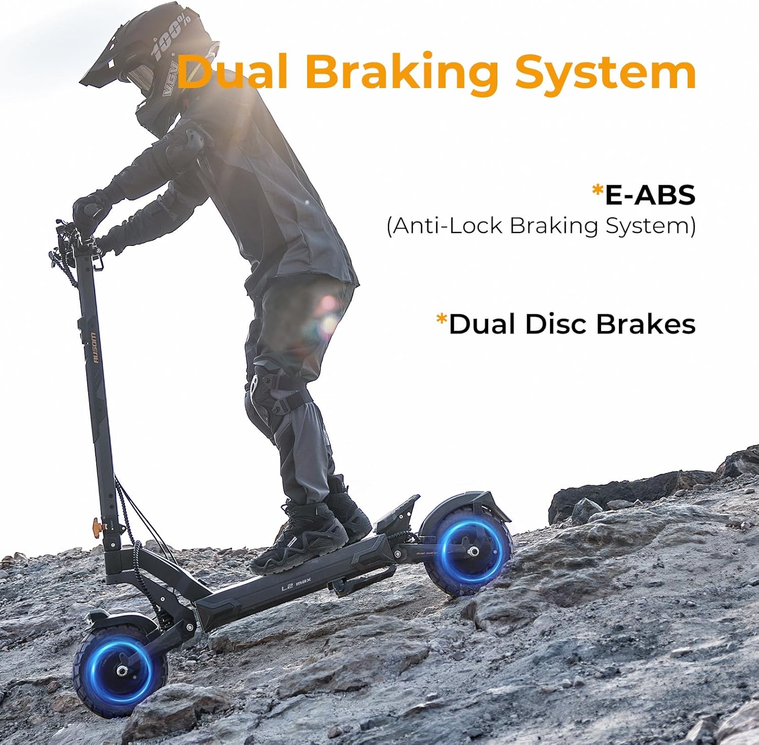 Ausom Foldable Electric Scooter, L2 Max 10'' Electric Scooters Adult with Dual Motor, 48V 20.8Ah Battery, 90km Range, E Scooters with Swingarm Suspension, E-ABS for Adults and Teens