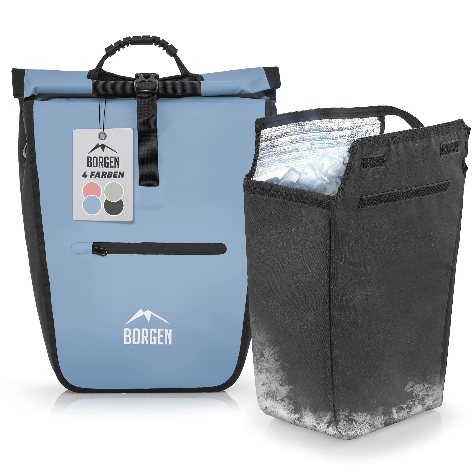Borgen Bicycle Shopping Luggage Rack Bag - 23L with Removable Cooling Insert - Usable as Bicycle and Carrier Bag