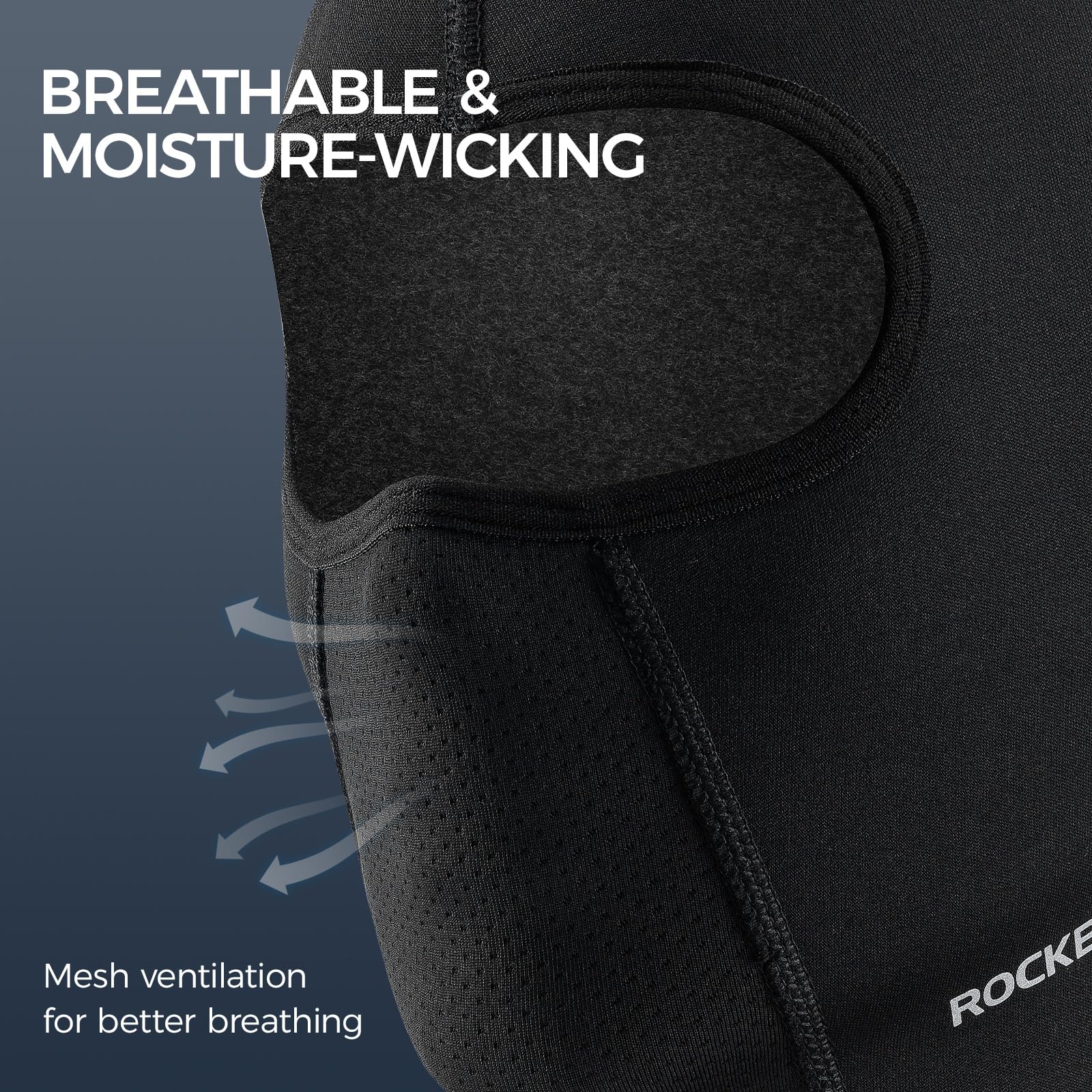 ROCKBROS Windproof Balaclava Breathable Face Cover Winter Thermal Fleece Neck Warmer Headcover Outdoor Sports Cycling Skiing Hats Fit Helmet Elastic Headwear 54-62CM