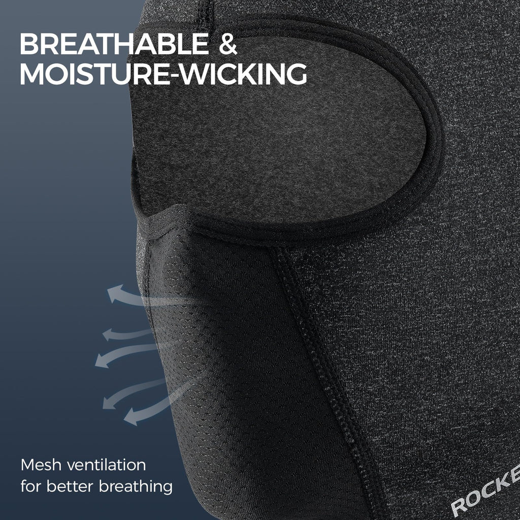 ROCKBROS Windproof Balaclava Breathable Face Cover Winter Thermal Fleece Neck Warmer Headcover Outdoor Sports Cycling Skiing Hats Fit Helmet Elastic Headwear 54-62CM