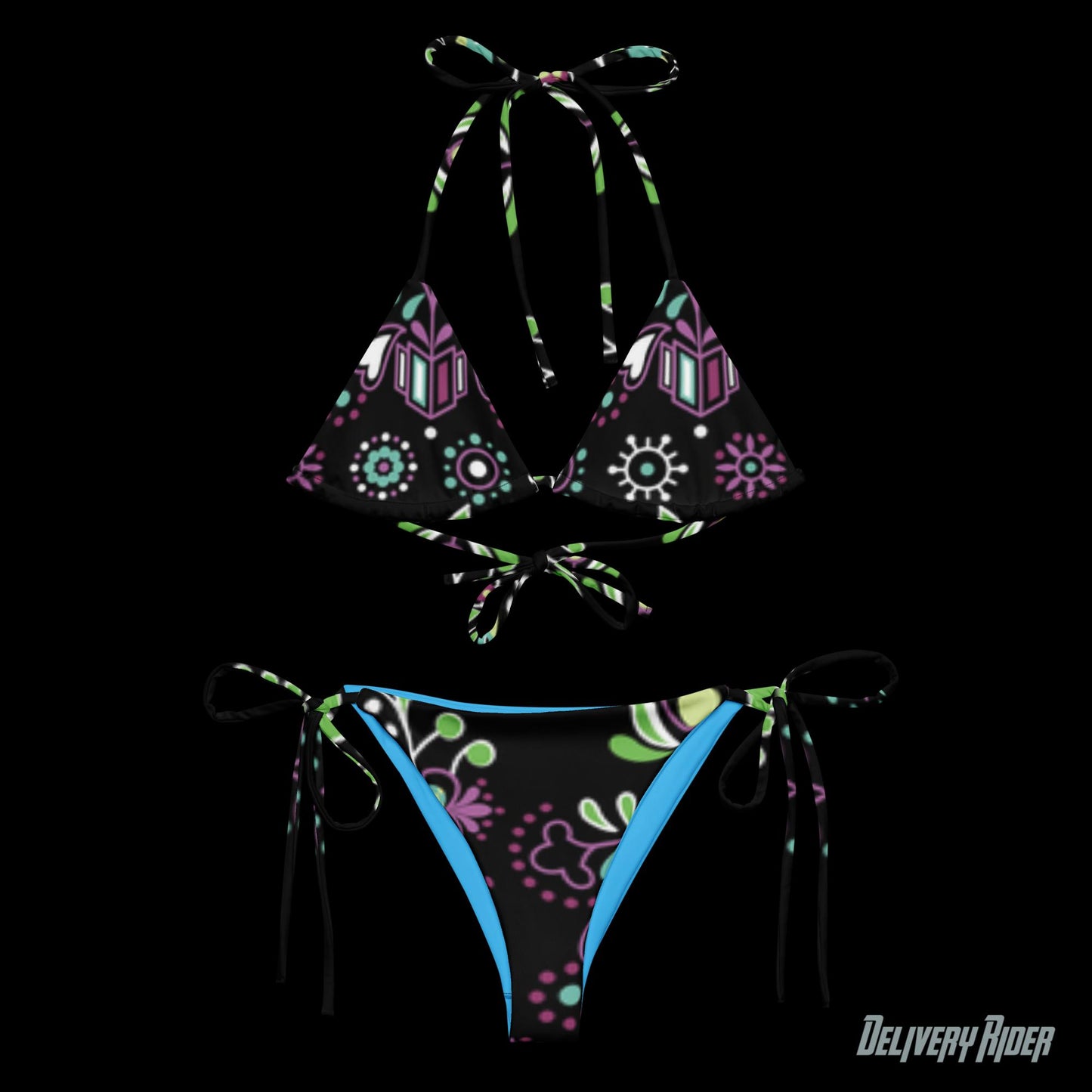 Delivery Rider All-over print recycled string bikini