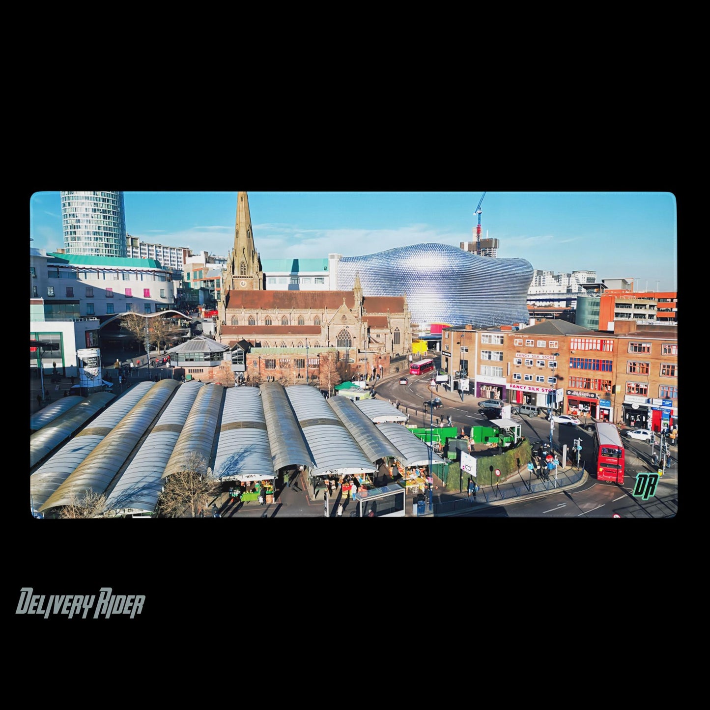 Delivery Rider Gaming mouse pad (Drone Short Over Birmingham) City Centre