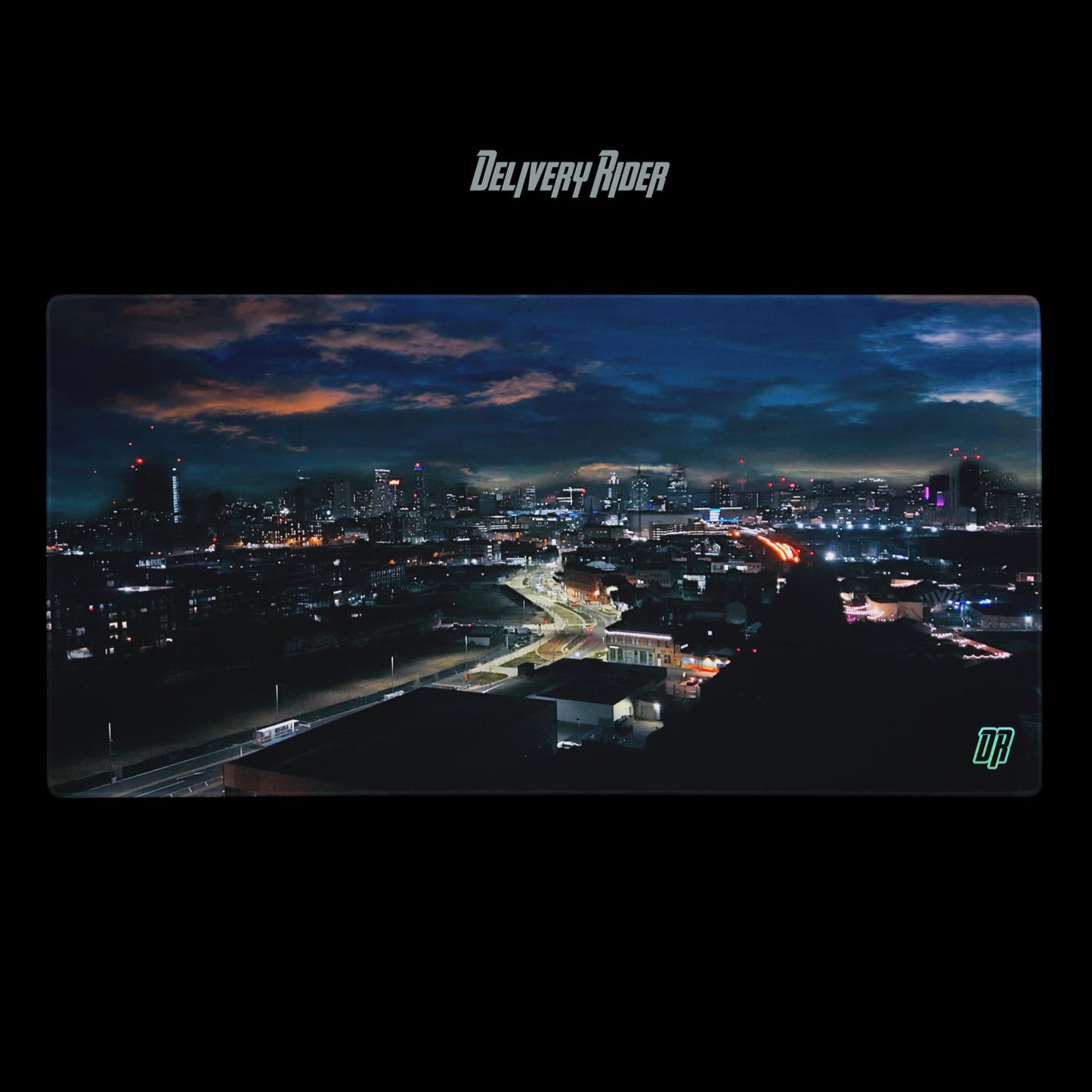 Delivery Rider Gaming mouse pad (Drone Short Over Birmingham) Night