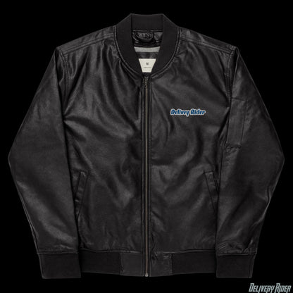 Delivery Rider Leather Bomber Jacket