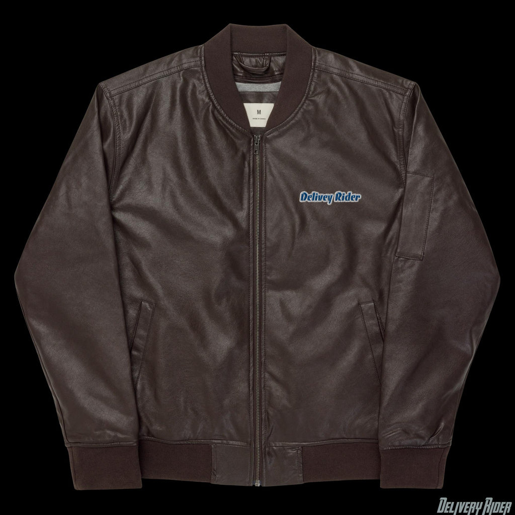 Delivery Rider Leather Bomber Jacket