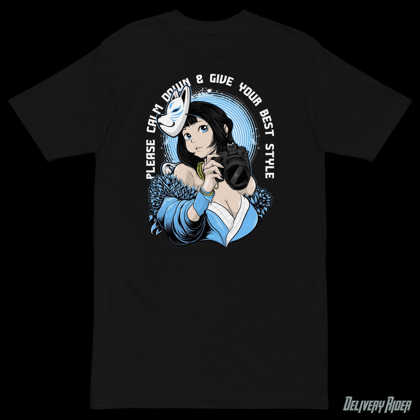 Kitsune Girl With Mask Men’s premium heavyweight tee