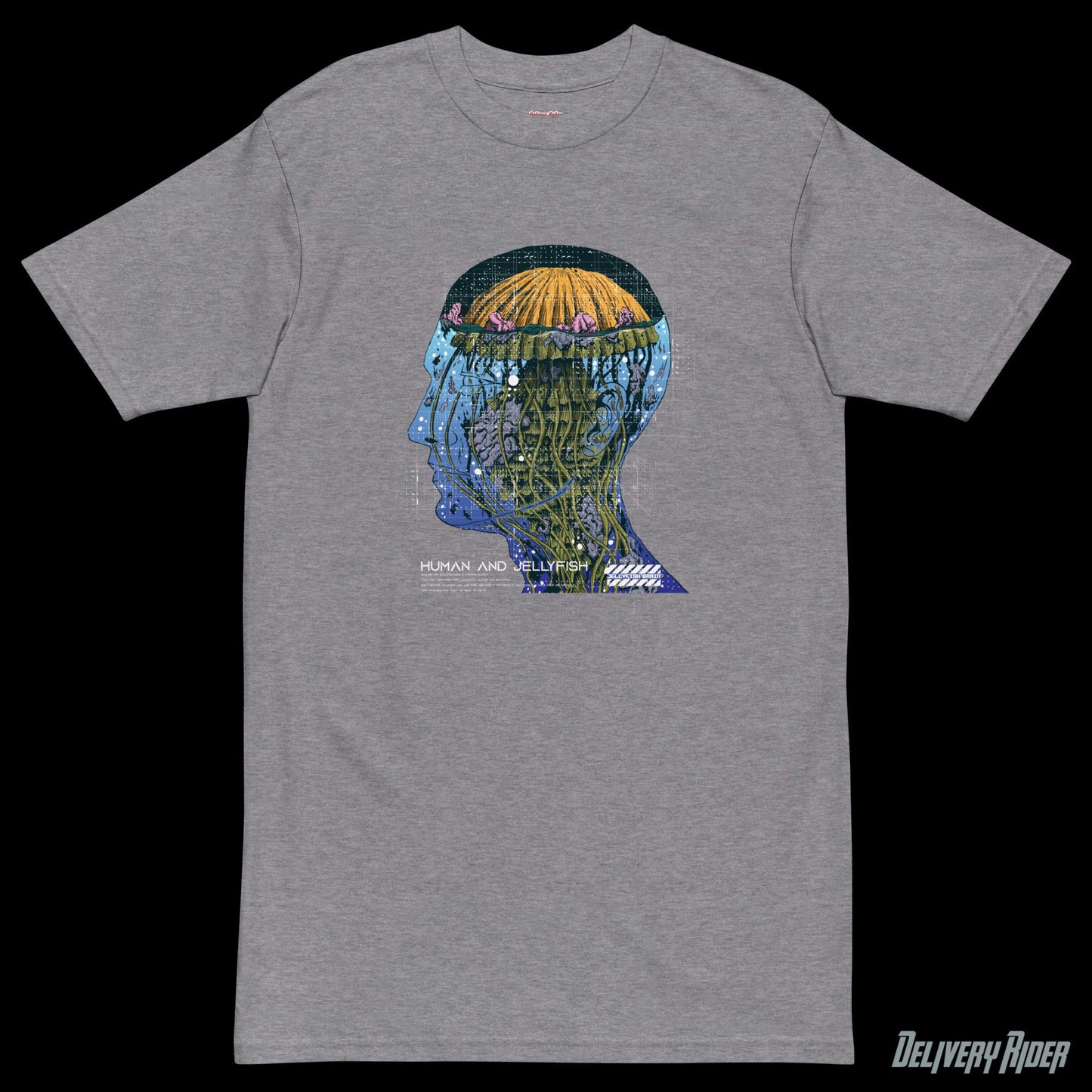 Delivery Rider Jellyfish Brain Men’s premium heavyweight tee