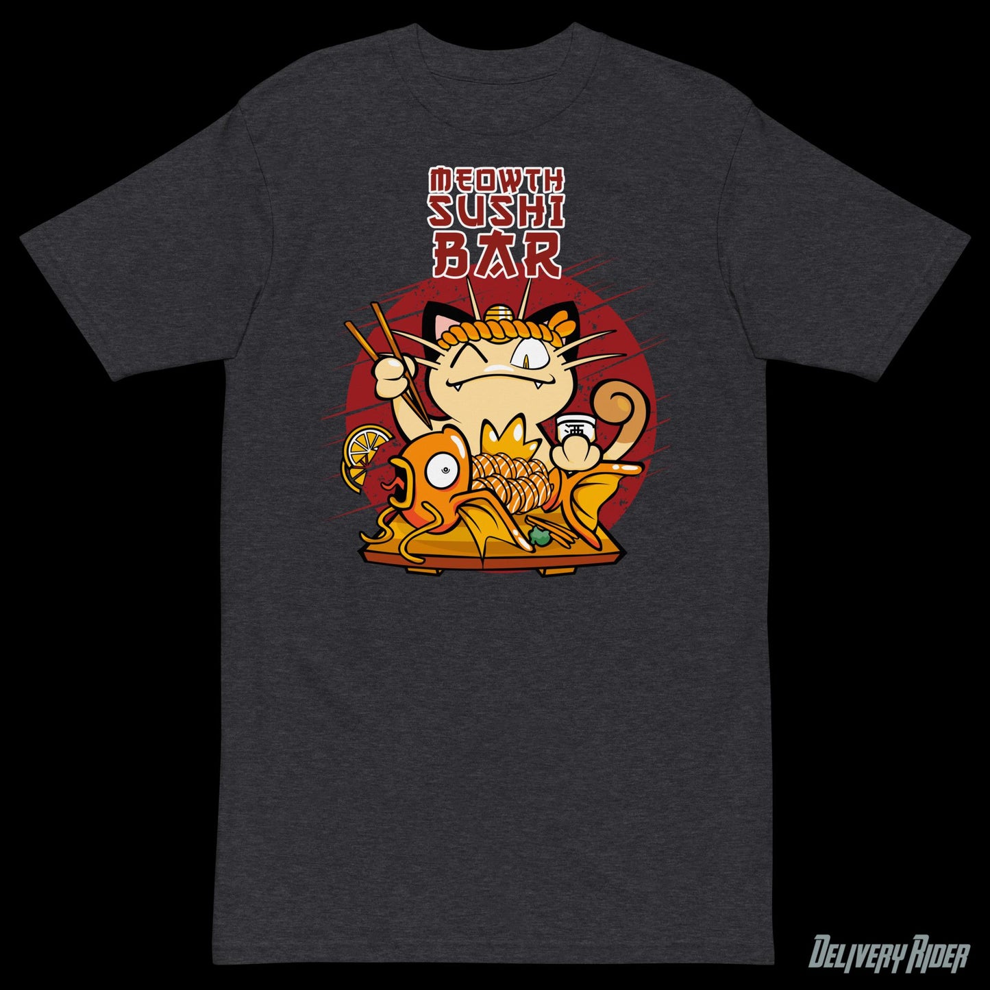 Meowth Sushi Bar Men’s premium heavyweight tee