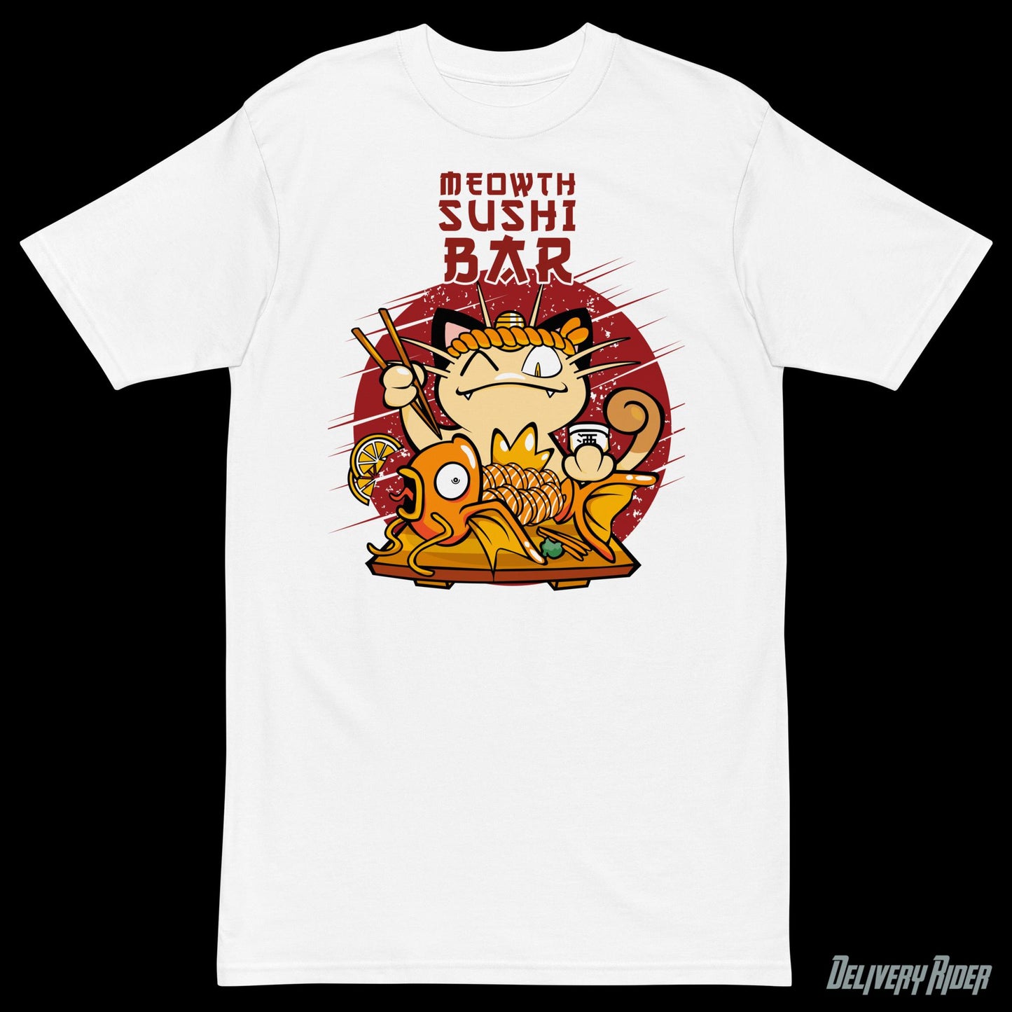 Meowth Sushi Bar Men’s premium heavyweight tee